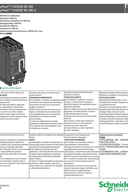 schneider施耐德EasyPact™ CVS320 DC NE_NE U 1500 Vdc Circuit Breakers - 说明页